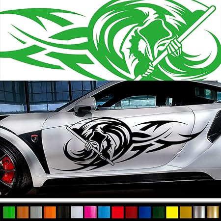 Amazon 死神 カーステッカー 229 バイナルグラフィック 車用ワイルドスピード系 カスタム デカール 大きいサイズ 8色から選べる ライトグリーン ステッカー デカール 車 バイク