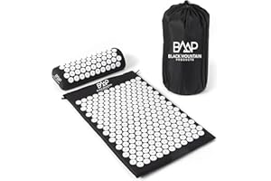 Black Mountain Products Acupressure Mat with Pillow & Carrying Bag - Acupressure Mat for Trigger Pt. Massage Therapy, Black