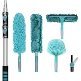 TelesPro 20 Foot High Reach Duster Kit with 5-12FT Extension Pole High Ceiling Dusting and Window Cleaning Kit with Telescopi