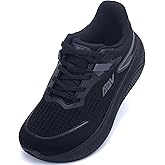 AOV Womens Wide Toe Box Walking Shoes Arch Support Sneakers for Plantar Fasciitis Lightweight Orthotic Tennis Shoes for Outwork Gym BlackGrey Size 8