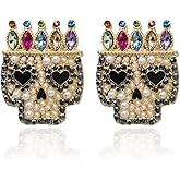 Halloween Earrings,Sparkly Rhinestone Skeleton Earrings for Women Goth Halloween Jewelry for Women
