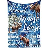 Moose Gift, Gift for Men Women on Birthday and Chirstmas, Flannel Plush Throw Blanket, 50"x 65" - Moose