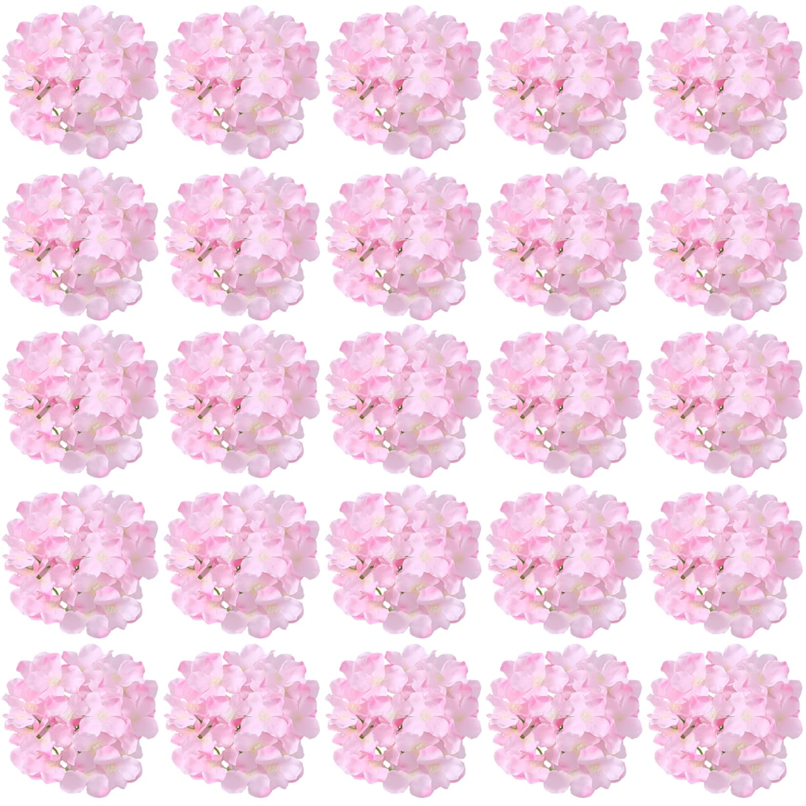 FagusHome 30 Pcs Silk Hydrangea Heads Artificial Flowers Heads and Stems Fake Hydrangea Flowers for Home Wedding Decor (Light Pink) — image 1