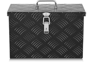 DNA MOTORING Truck Tool Box Lockable Storage Box, Aluminum Tool Box for Bed of Truck, w/Lock & Keys, 16" L X 7.5" W X 10" H B
