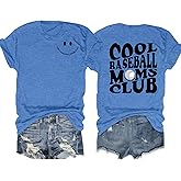 PICKID Baseball Mom Shirt Women Cool Baseball Moms Club T Shirt Graphic Baseball Mom Gift Tee Game Day Baseball Tops