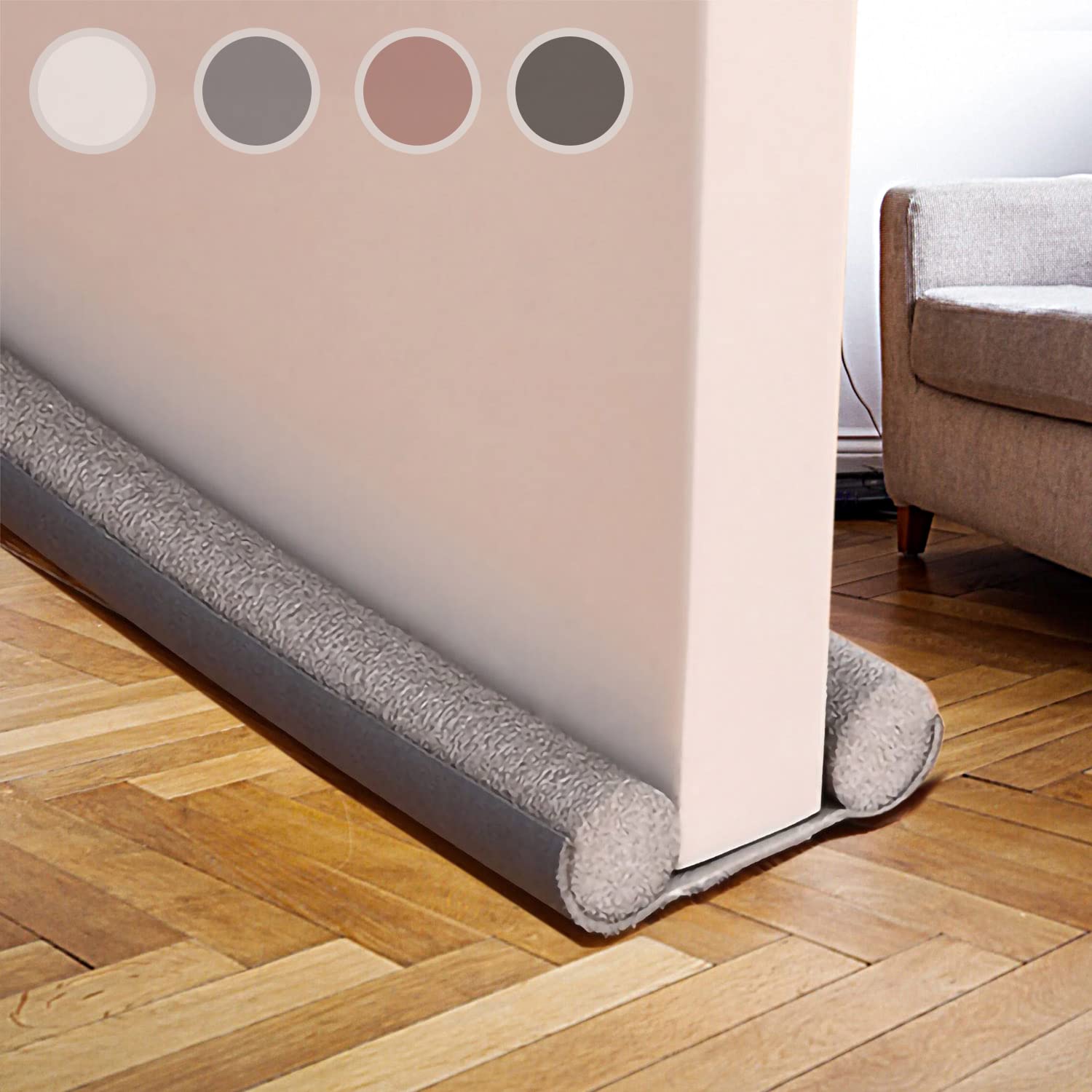 Door Draught Excluder 37 Inch Door Seal Draught Excluder with Double Seal Door Draught Excluder for Door Noise Blocker Door Draught Excluder and Door Vent Plug, Grey