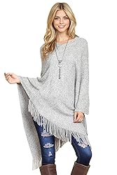 Classic Soft Knit Poncho Shawl Wrap - Basic Warm