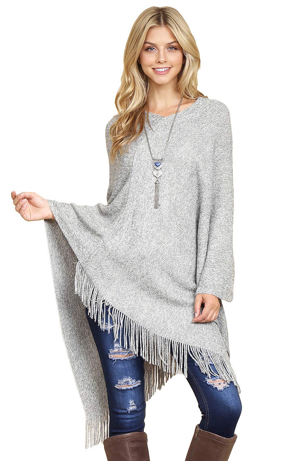 Classic Soft Knit Poncho Shawl Wrap - Basic Warm