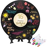 Sweet 16 Party Decorations Vinyl Record 11.8"X11.8", 16th Birthday Decorations, Birthday Guest Book Alternative, Sweet 16 Sign, Poster Record Decor,Great Gifts for Girls or Boys (16 Years Old)