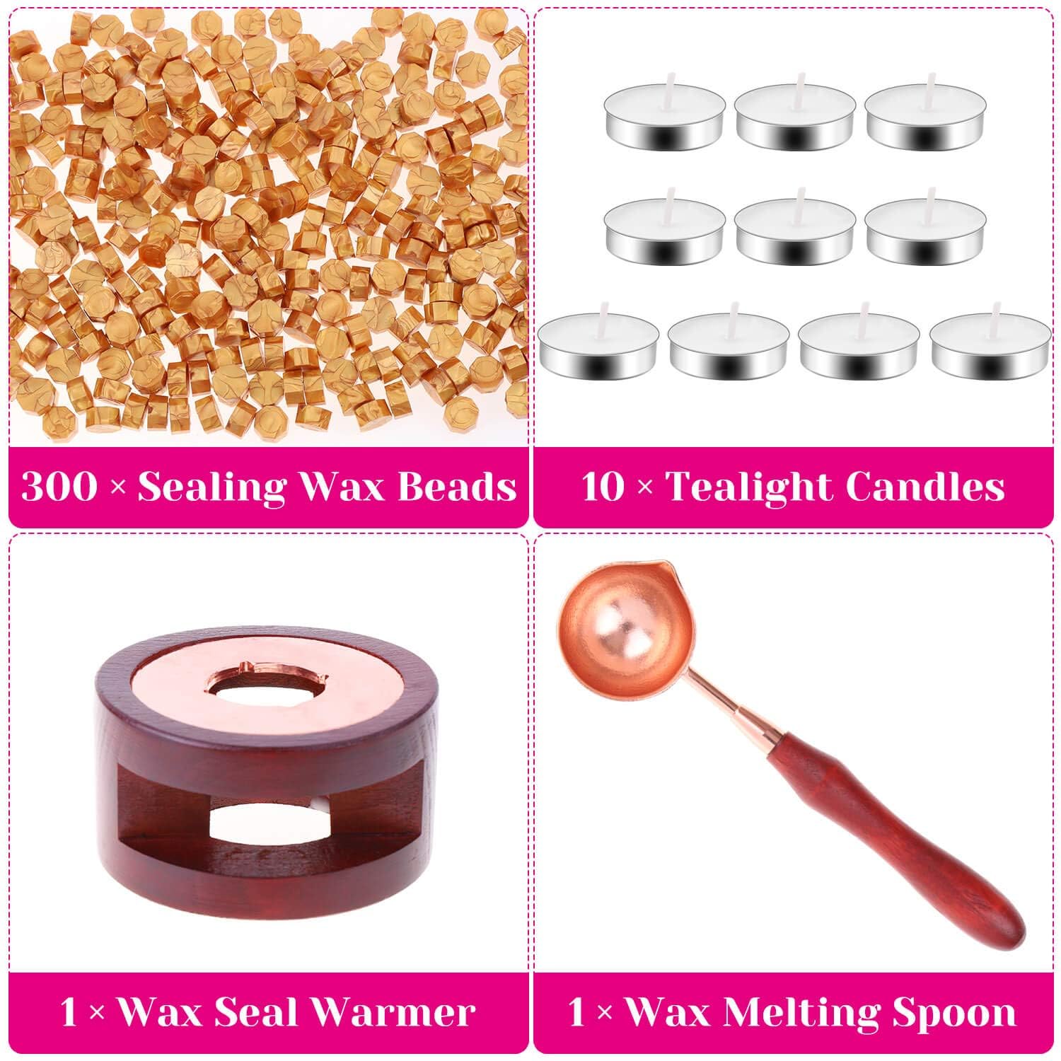 Sealing Wax, Paxcoo 312pcs Sealing Wax Kit with Warmer, Spoon for Stamp Letter Seal