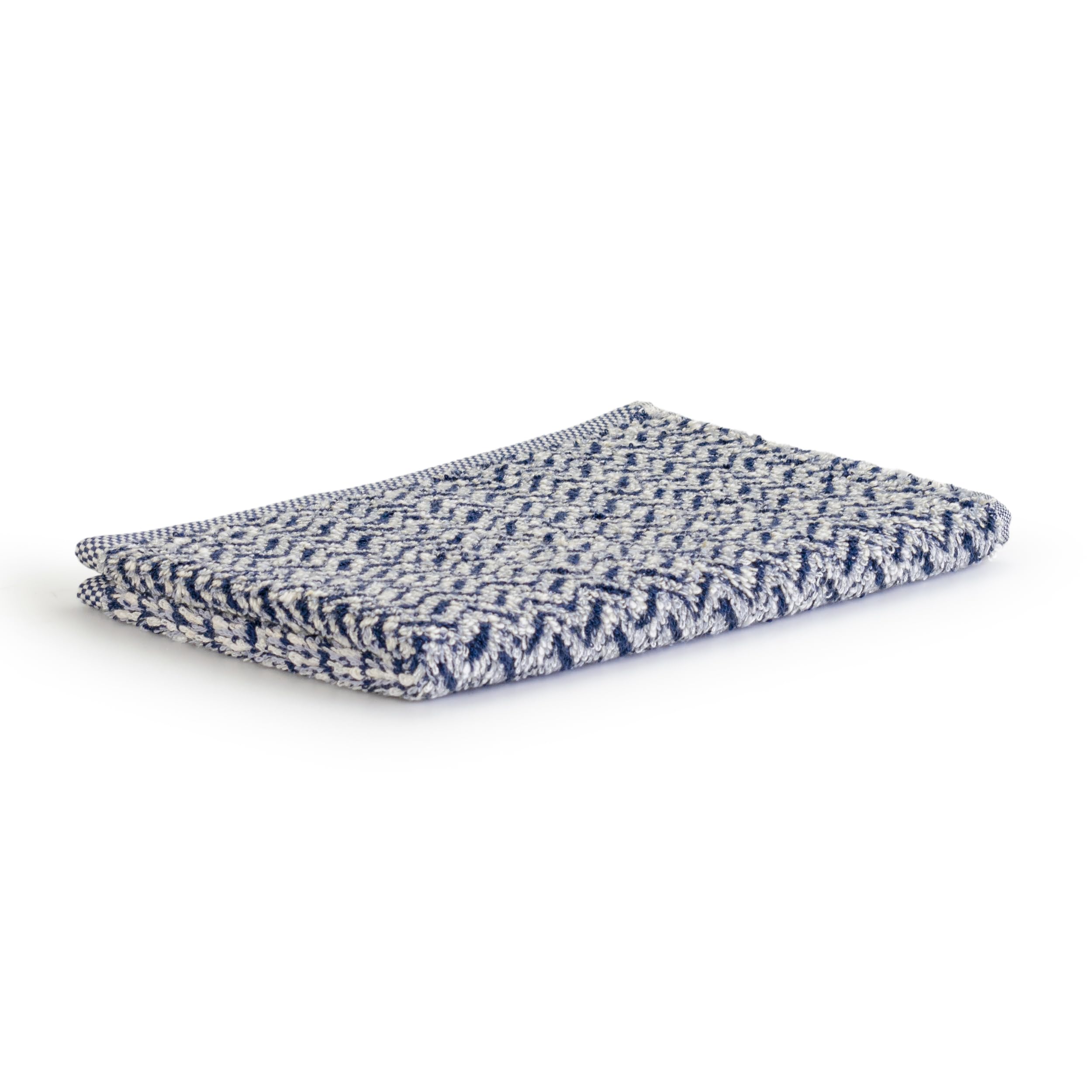 Möve Brooklyn Herringbone Guest Towel 50 x 30 cm 85% Cotton / 10% Viscose / 5% Linen Natural/Deep Sea