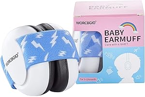 WORCBGIO Infant Ear Protection Noise Cancelling Baby Ear Muffs, Toddler Hearing Protection with Adjustable Elastic Headband
