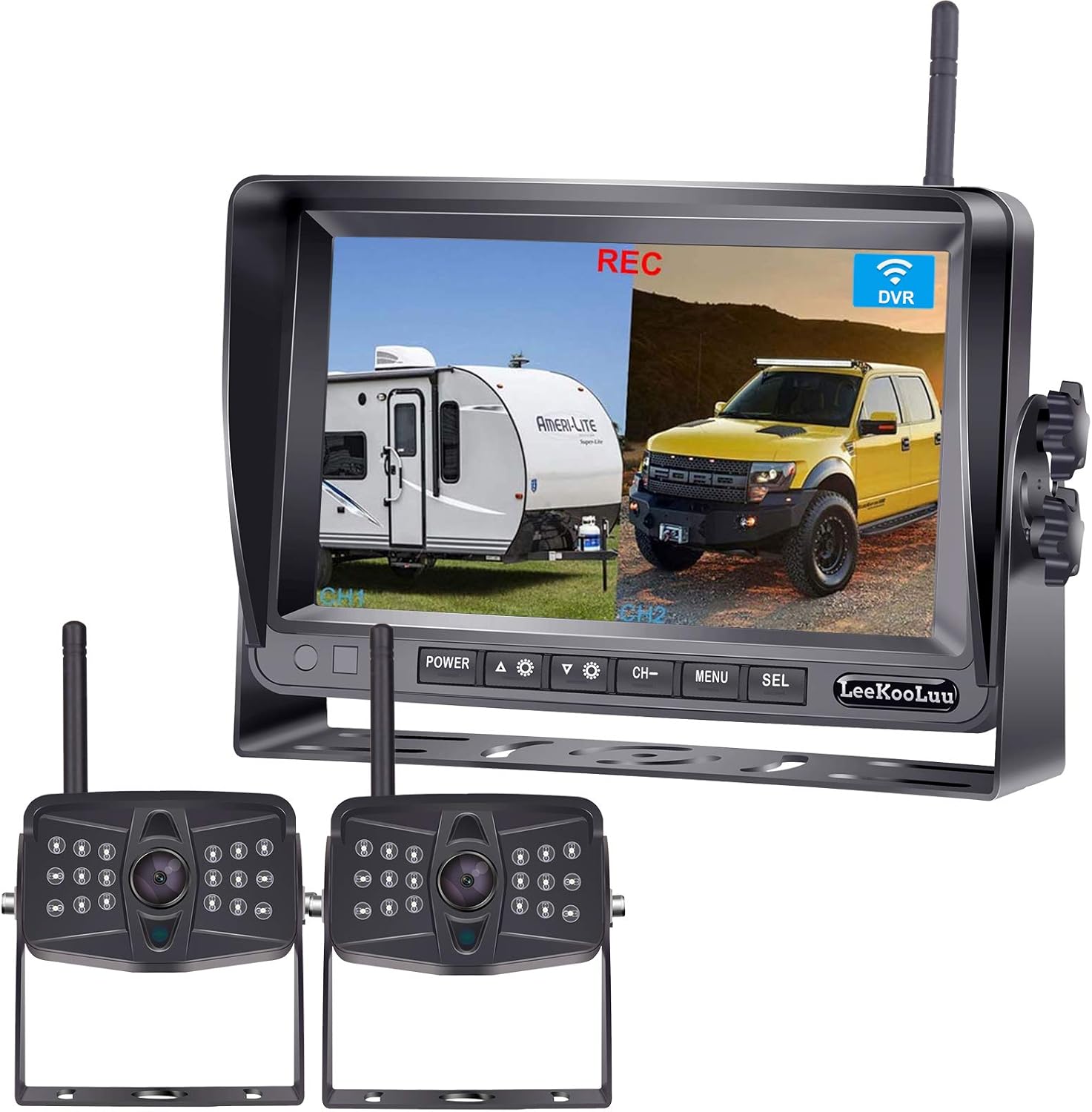 LeeKooLuu 1080P Digital Wireless 2 Backup Cameras Kit RV