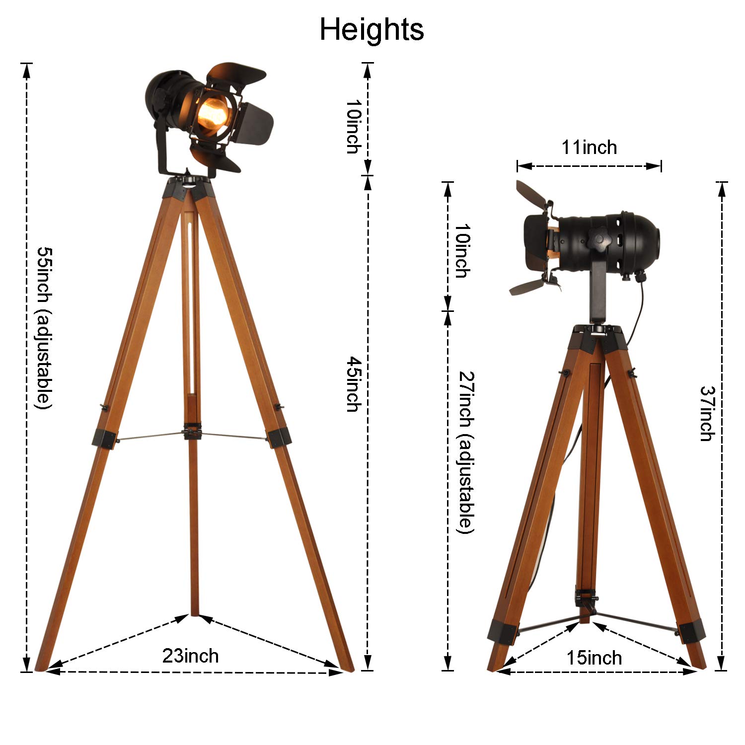 Mua Decoluce Vintage Tripod Floor Lamp, Height Adjustable Wooden Camera ...