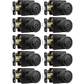 Goldenwarm Matte Black Door Knobs Interior, Privacy 10 Pack | Privacy for bedrooms &amp; bathrooms, Easy install, Adjustable latch, Reversible knob, Fit 1-3/8"&ndash;1-3/4" Doors, Emergency release