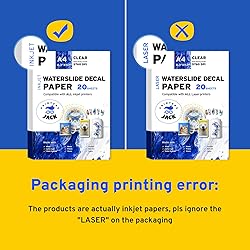 Water Slide Decal Paper Inkjet 20 Sheets A4 Size