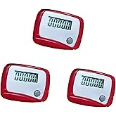 3Pcs Portable Counter Mini Digital LCD Pedometer Sports Walking Running Step Counter Meter Walking Distance Miles,Exercise Time, Calorie Counter, Daily Target Monitor,Electronics and Gadgets,Red