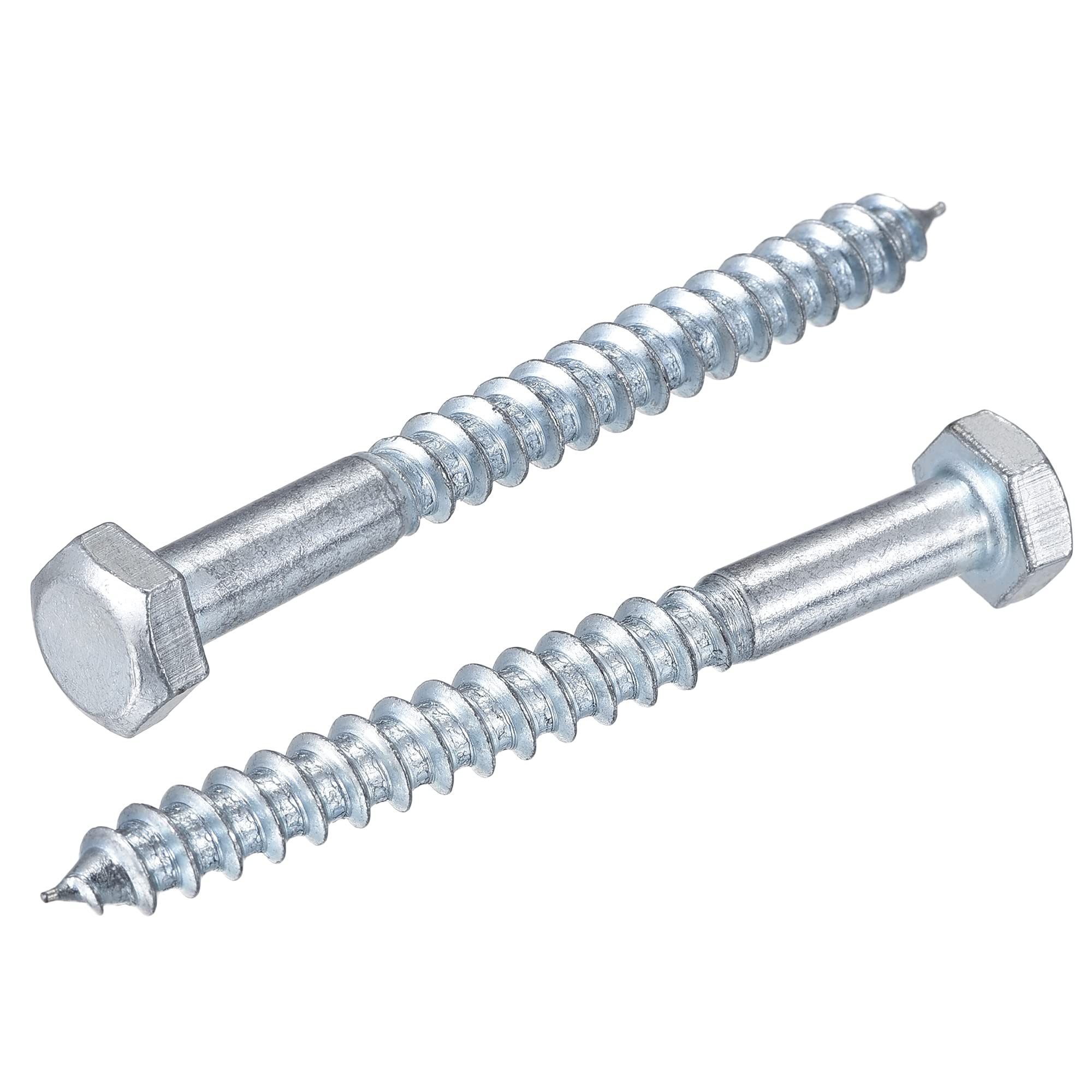 sourcing map Hex Lag Screws, M8 x 80mm Carbon Steel Zinc Plated Half Thread Self-Tapping Bolts for Wood Screw 15Pcs