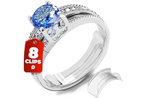 5 Stars United Ring Sizer Adjuster for Loose Rings - 8 Pack Easy-Clip Guards, Fits Flat Bands Up to 8mm, Spacers & Tighteners