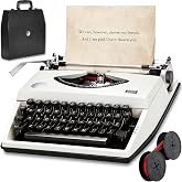 Manual Typewriter with Ribbon, Mechanical Retro Portable Typing Machine | Type Writer for Office &amp; Home Vintage Decor, Classic Old Fashioned Typewriter for Writers, Notes, Letters &amp; Creative Writing