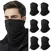 Yearntown 6 Pcs Winter Neck Gaiter Warmer Fleece for Men Women Adjustable Windproof Half Balaclava Thermal Neck Warmer Ski Face Mask Scarf for Cold Weather Cycling Motorcycle Sports Black
