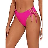 Bonneuitbebe Women's Tie Side Bikini Bottom Cheeky Brazilian Swimwear Bottom with Minimal Coverage