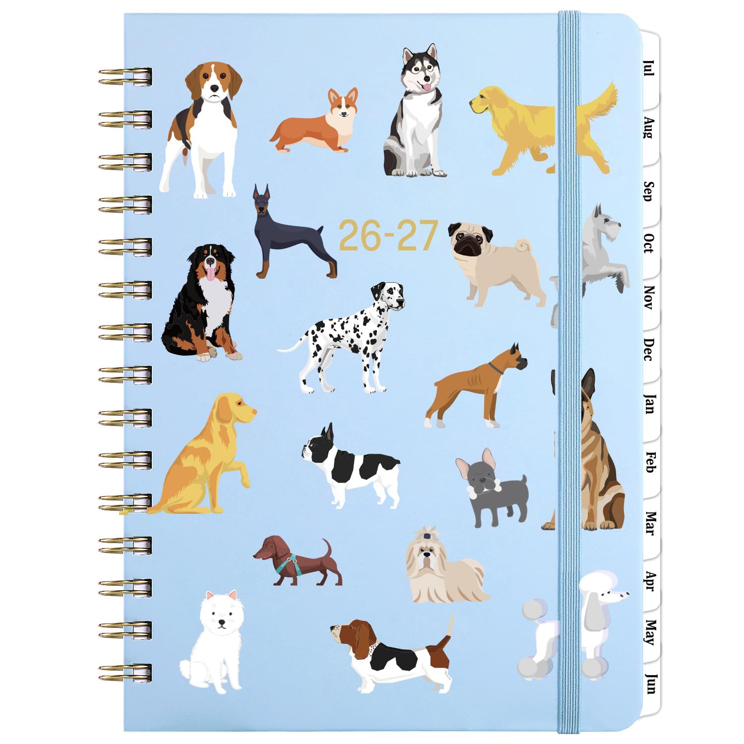 Photo 1 of Planner 2026-2027 - Academic Planner 2026-2027, 26-27 Weekly & Monthly Planner with Tabs, Jul. 2026 - Jun. 2027, 6.5" x 8.5", Hardcover with Back Pocket + Thick Paper + Banded, Twin-Wire Binding - Cute Dogs