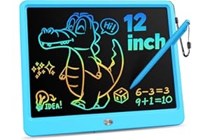 KOKODI 12 Inch LCD Writing Tablet with Anti-Lost Stylus, Erasable Doodle Board Colorful Toddler Drawing Pad, Car Travel School Games Toys for 3 4 5 6 7 8 Kids, Birthday Gift for Girls Boys Adults Blue