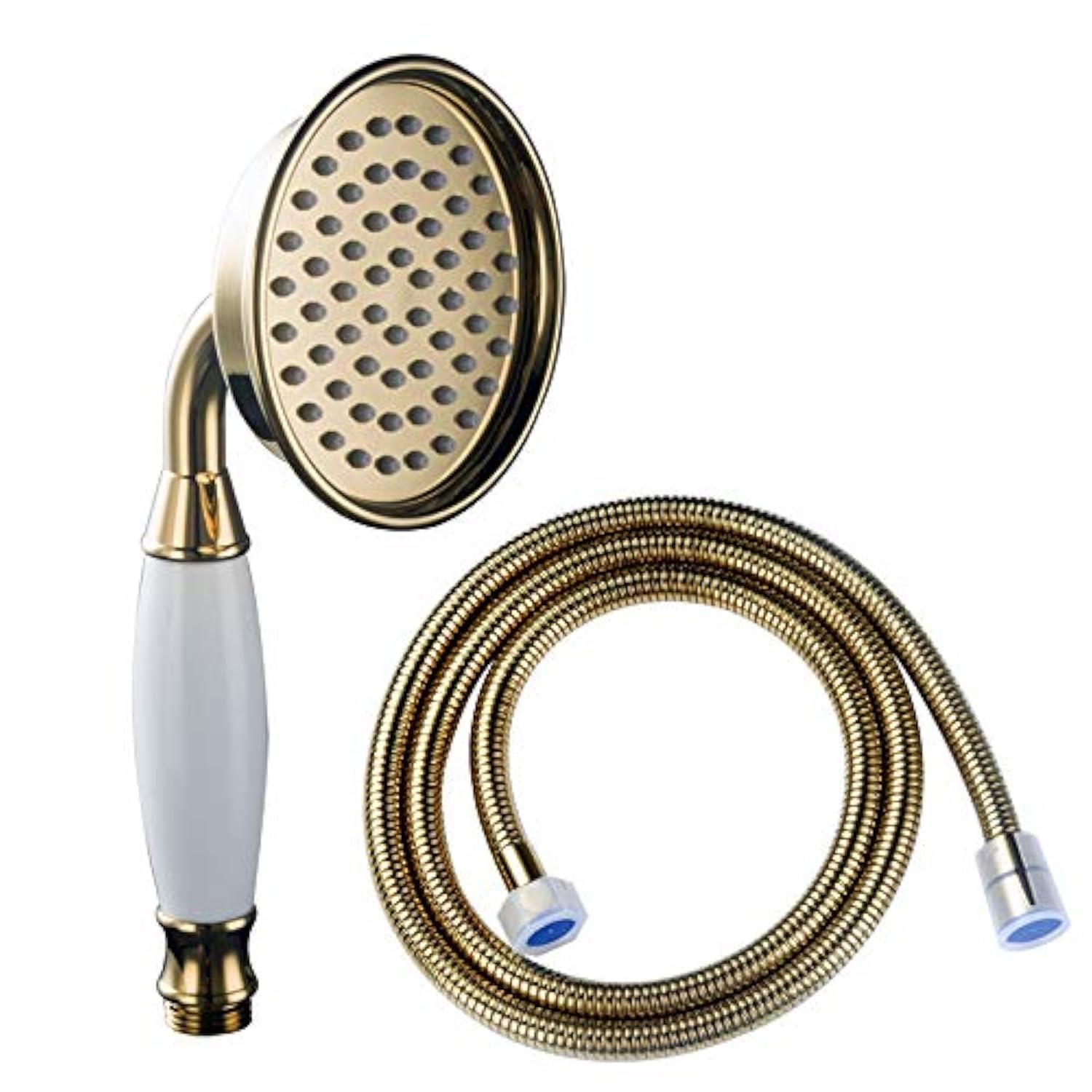 Skybath Gold Metal Brass Shower Head Traditional Victorian Style Handheld Shower Sprayer Set with 1.5 Meter Hose