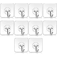 VazzLox pack of 10Pcs Self Adhesive Wall Hooks, Heavy Duty Sticky Hooks for Hanging 10KG (Max), Waterproof Transparent…