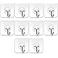 VazzLox pack of 10Pcs Self Adhesive Wall Hooks, Heavy Duty Sticky Hooks for Hanging 10KG (Max), Waterproof Transparent…