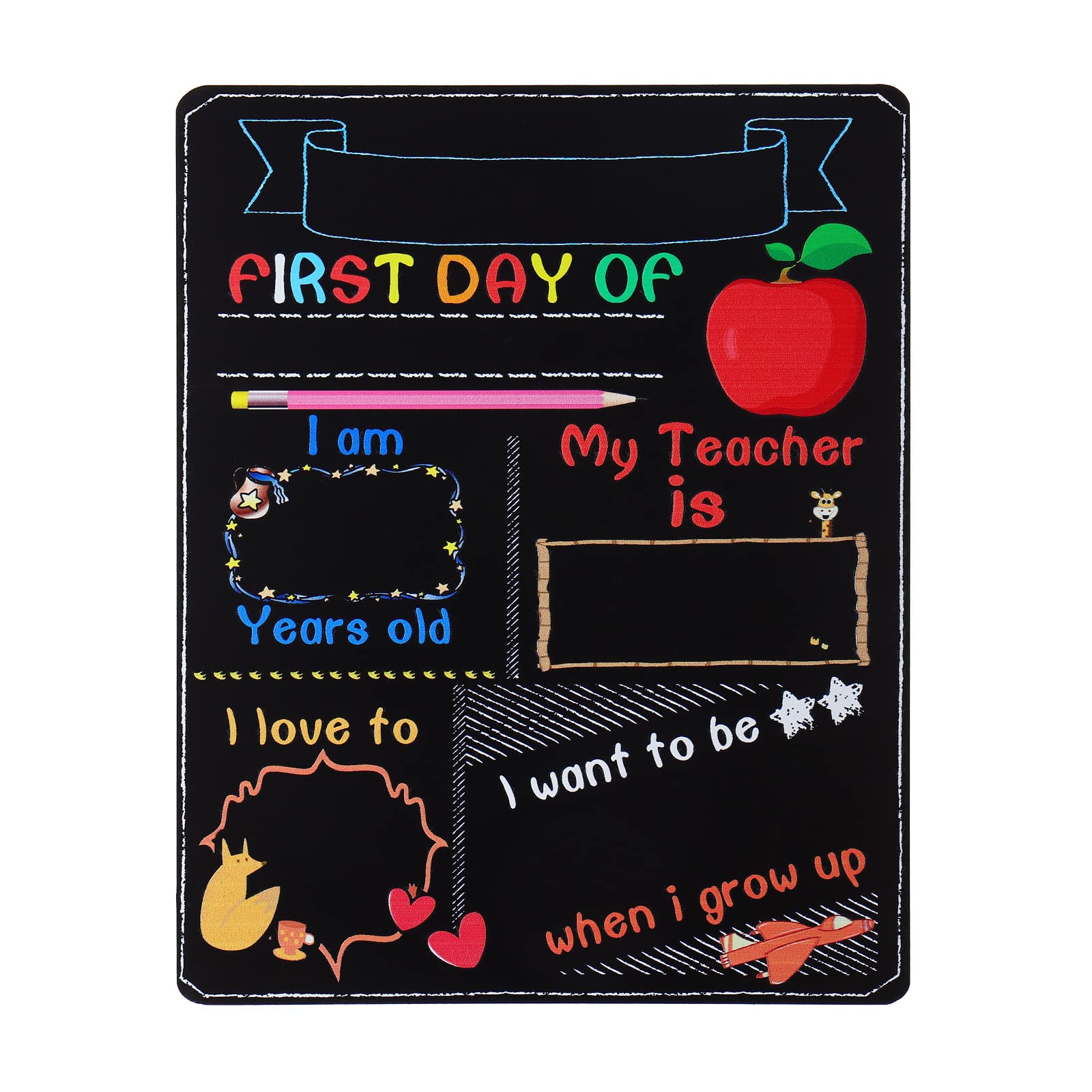 NUOBESTY First Day of School Board - My First Day of School Chalkboard Reusable Back to Schools Sign Double-Sided Milestone Photo Prop for Kids Child (9.8x7.8in)