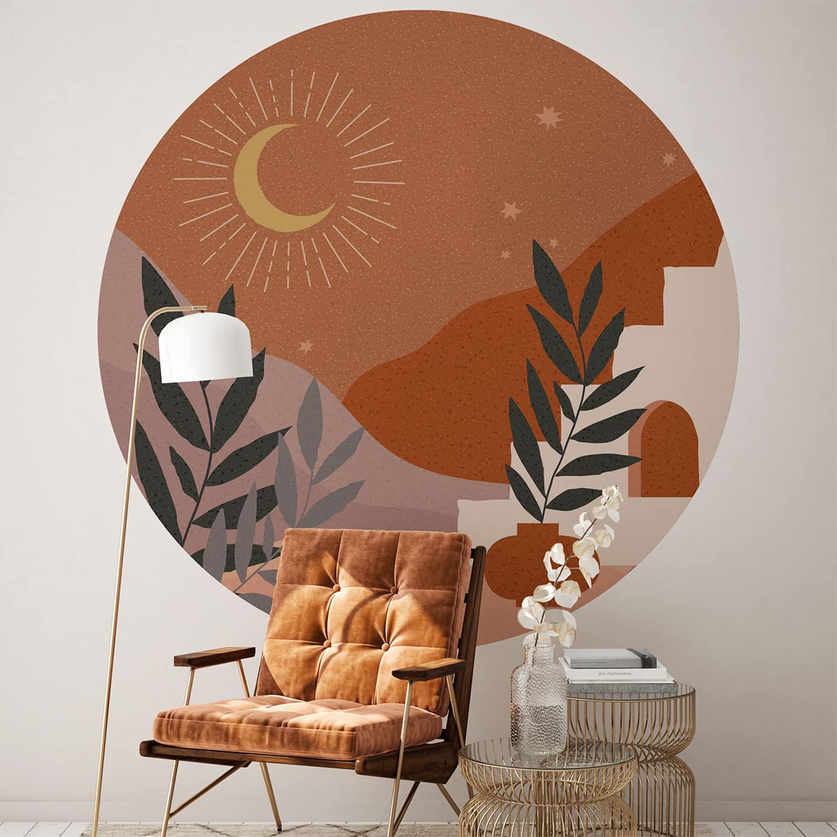 Ambiance Sticker Non-Woven Wallpaper Giant Frescoes Pre-Pasted Circuit Notte Astratta Desert Decorative Label H 60 x L 60 cm