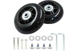Zorveiio 2 Pack 75mm x 24mm Suitcase Replacement Wheels Lnline Skate Wheels Travel Bags Caster Rubber Luggage with Accessories, Black
