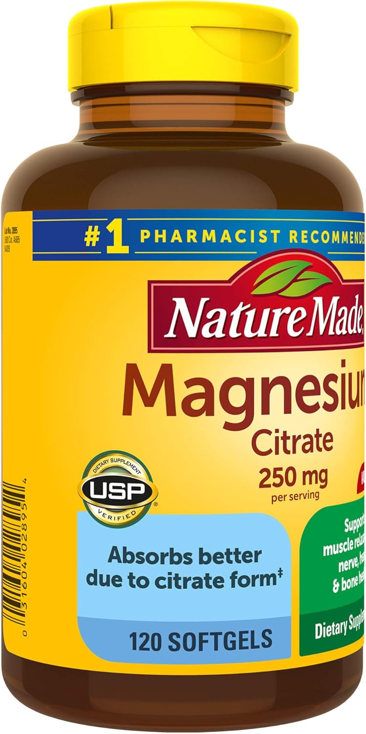 Nature Made Magnesium Citrate 250mg Softgels, 120 Count for Nutrition Support† (Packaging May Vary): Health & Personal Care