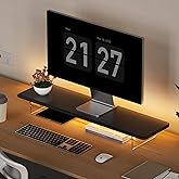 Monitor Stand Riser,31.5-Inch LED Light Wood Computer Monitor Stand with Adjustable Acrylic Legs,Desk Accessories Desktop Org