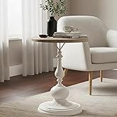 YUIlili Round Side Table Living Room, Vintage End Table, French Country Round Table with Cedar Wood Accent Table for Bedroom,