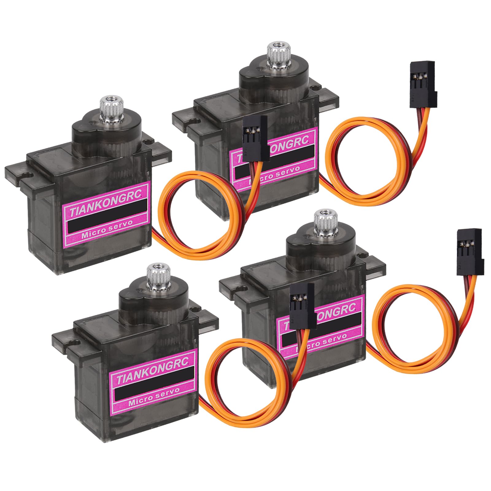 yusvwkj 4 Pack MG90 Micro Servo Motor Coreless 9G RC Metal Gear Servo Motor for Futaba JR RC Helicopter Car Boat Robot Arm Plane Arduino