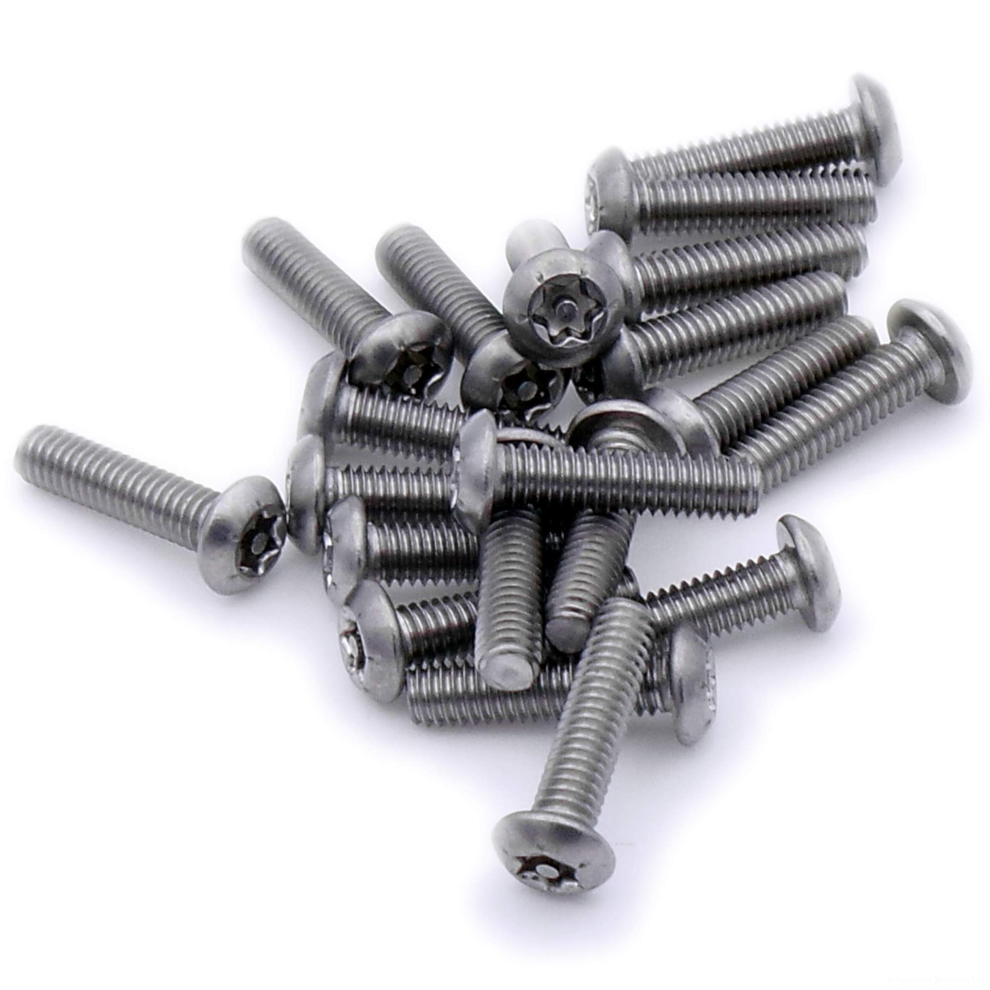 M4 (4mm x 16mm) TX Security Socket Button Machine Screw (Bolt) - Stainless Steel (A2) (Pack of 20)