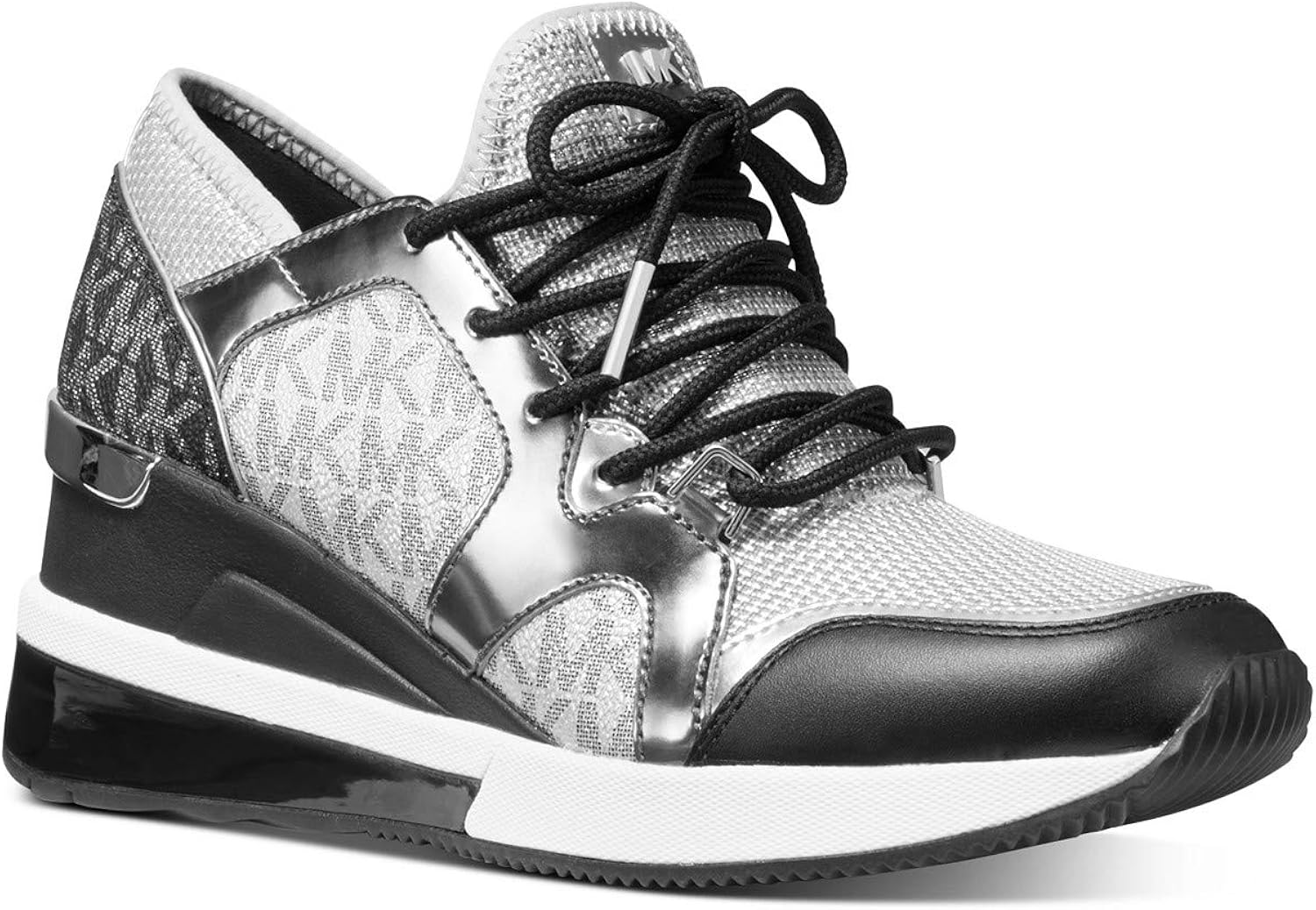michael michael kors billie metallic leather and satin sneaker
