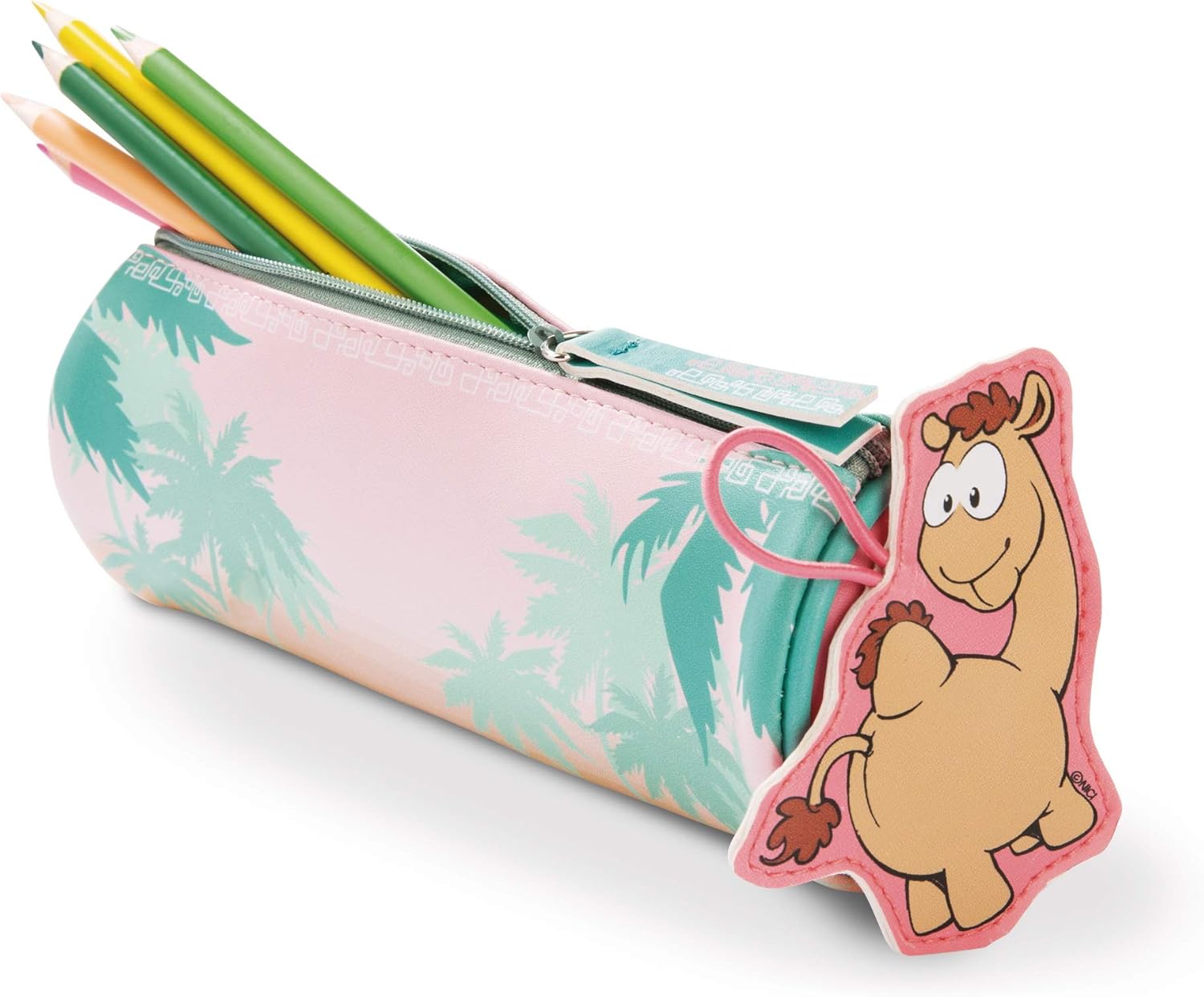NICI Pouch Wild Friends round 20x8cm with clip-motive camel Kemal, Pink/Blue - Image 5