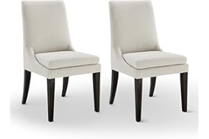 KISLOT Upholstered Dining Chairs Modern Sidechair Performance Fabric High Back Armlesschair for Diningroom Kitchen,Cream,Set of 2(1 Box)