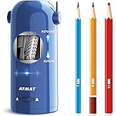 AFMAT Electric Pencil Sharpener, Fully Automatic Pencil Sharpener for 7-11.5mm Colored/Jumbo Pencils, Auto in &amp; Out, Rechargeable Hands-Free Pencil Sharpeners for Classroom Home Office PSX5, Blue