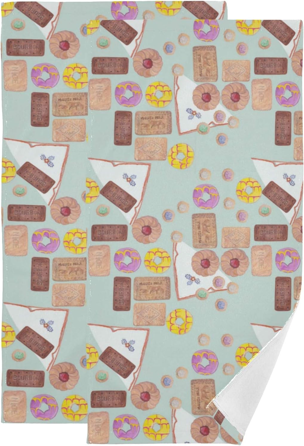 Cookies Pattern Hand Towel Set Ultra Soft Absorbent Quick-Dry Hand Towels for Bath Fitness, Bathroom, Sports, Yoga, Travel (2-Pack ,28.3x14.4in)