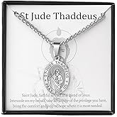 Zocomi Catholic First Communion/Confirmation Gifts for Boys Men,Saint Christopher/Michael/Anthony/Jude/Joseph Medal Necklace,Oval Saint Patron Medal Religious Amulet Gifts