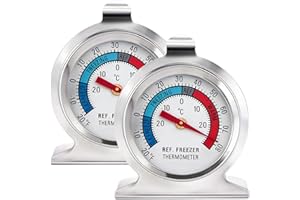 2 Pack Refrigerator Thermometer, Large Dial Freezer Thermometer with Dual-Scale for Freezer Refrigerator Fridge Temperature C