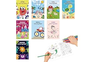 8PCS Coloring Drawing Book Set – Ocean/Princess/Farm etc. Themes, Sketch Drawing Books for Art Activities, Party Supplies