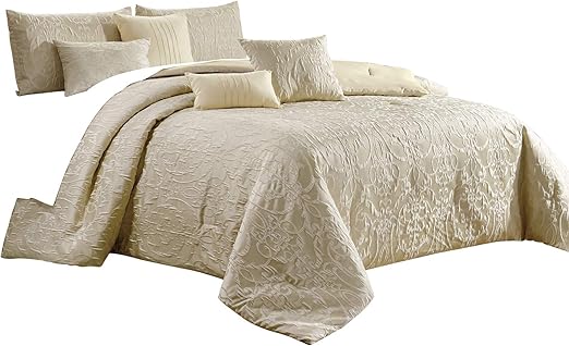 Amazon Com Hgs 7 Piece Pierce Comforter Set Bedding Jacquard