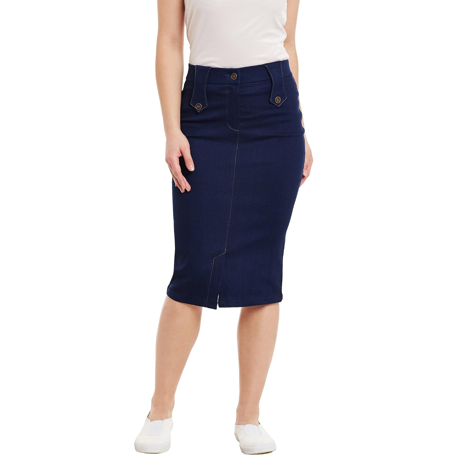 rider republic women solid denim pencil skirt(blue_32)