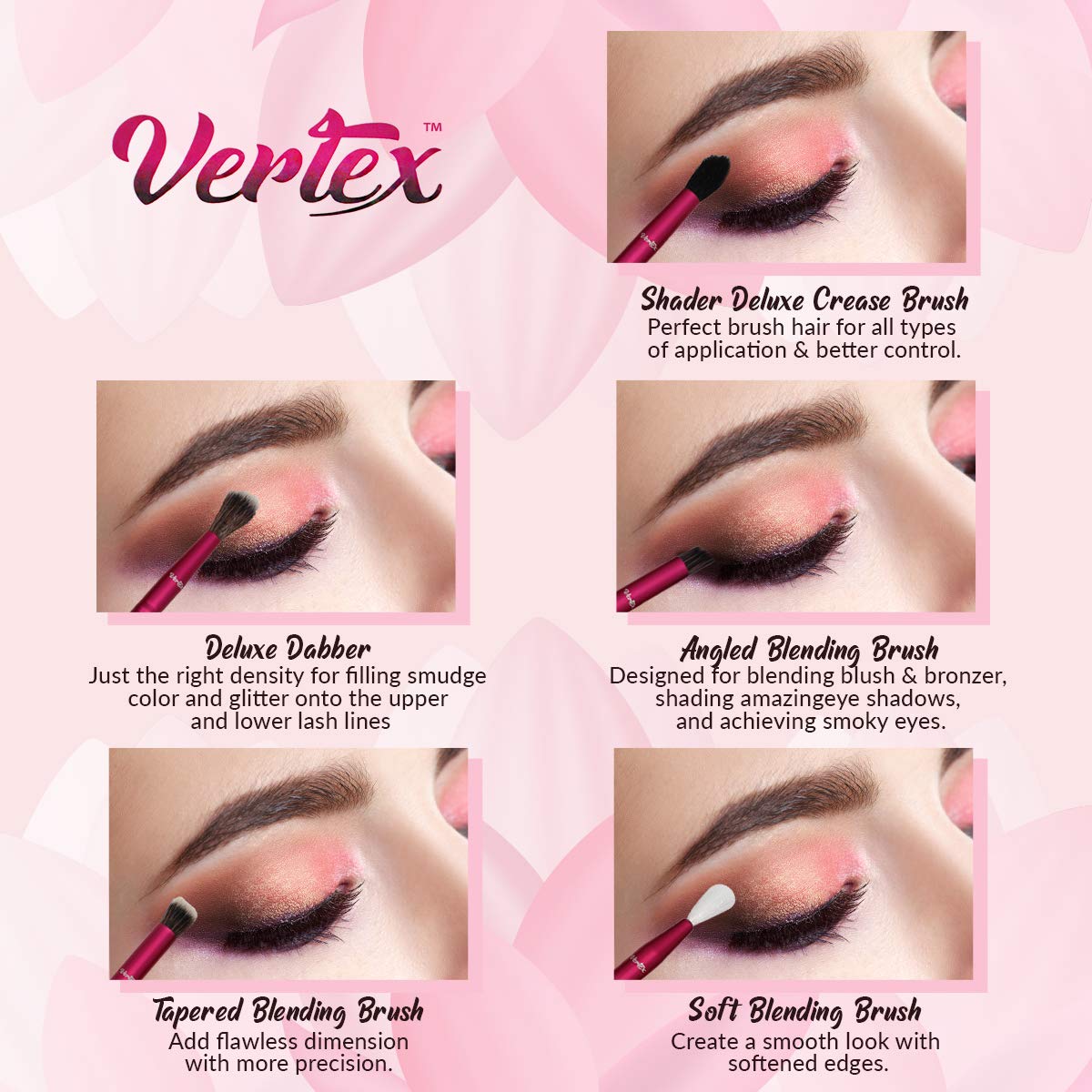 Makeup Eye Shadow Blending Brush Cut Crease Brush Set Pro Shader For Smooth Soft Finishes Tapered Brushes Soft Blender Expert Eyeshadow Shading Effortlessly Blend & Shade Cream Powder Highlighter: Beauty